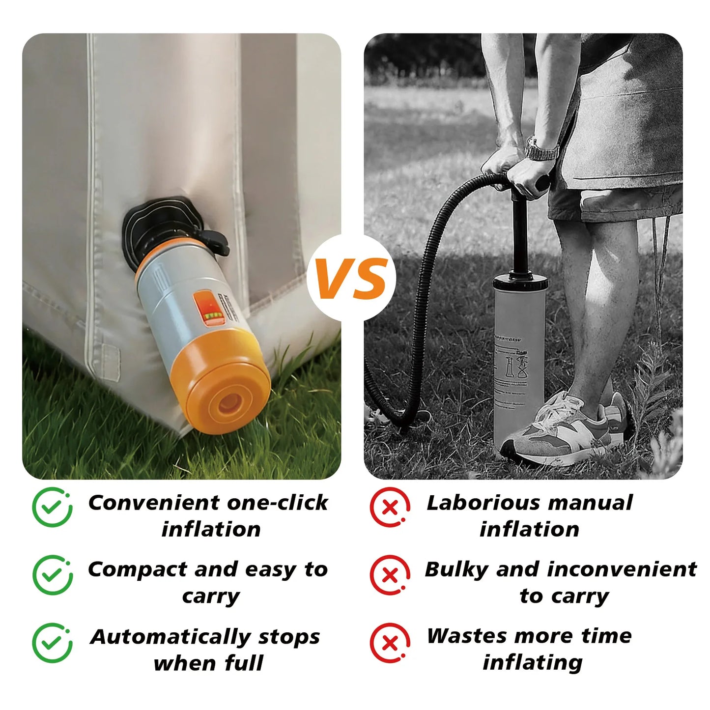 Portable High Pressure Electric Air Pump for Inflatable Tent with 2000 mAh Capacity,720g Small Air Pump for Outdoor Camping
