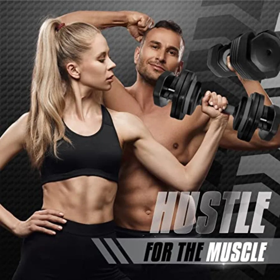 Yes4All 25/55LB Single/Pair Adjustable Dumbbells Weights 5 in 1 Free Weights Dumbbell with One Second Dial Handle for Different