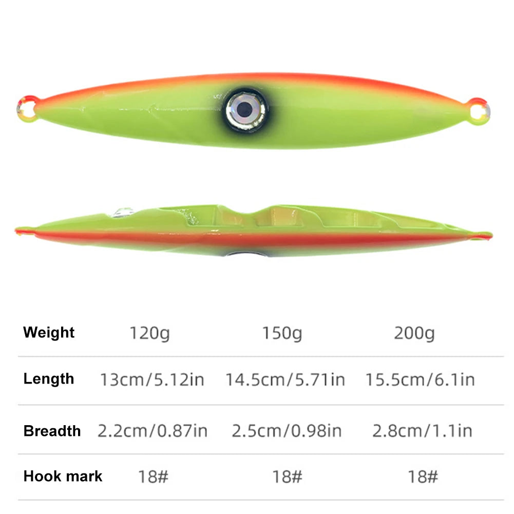 Slow Pitch Jig Slow Sinking Fishing Lure Luminous Sinking Vertical Jigging Bait with Light Flat Jigs Baits for Offshore Fishing