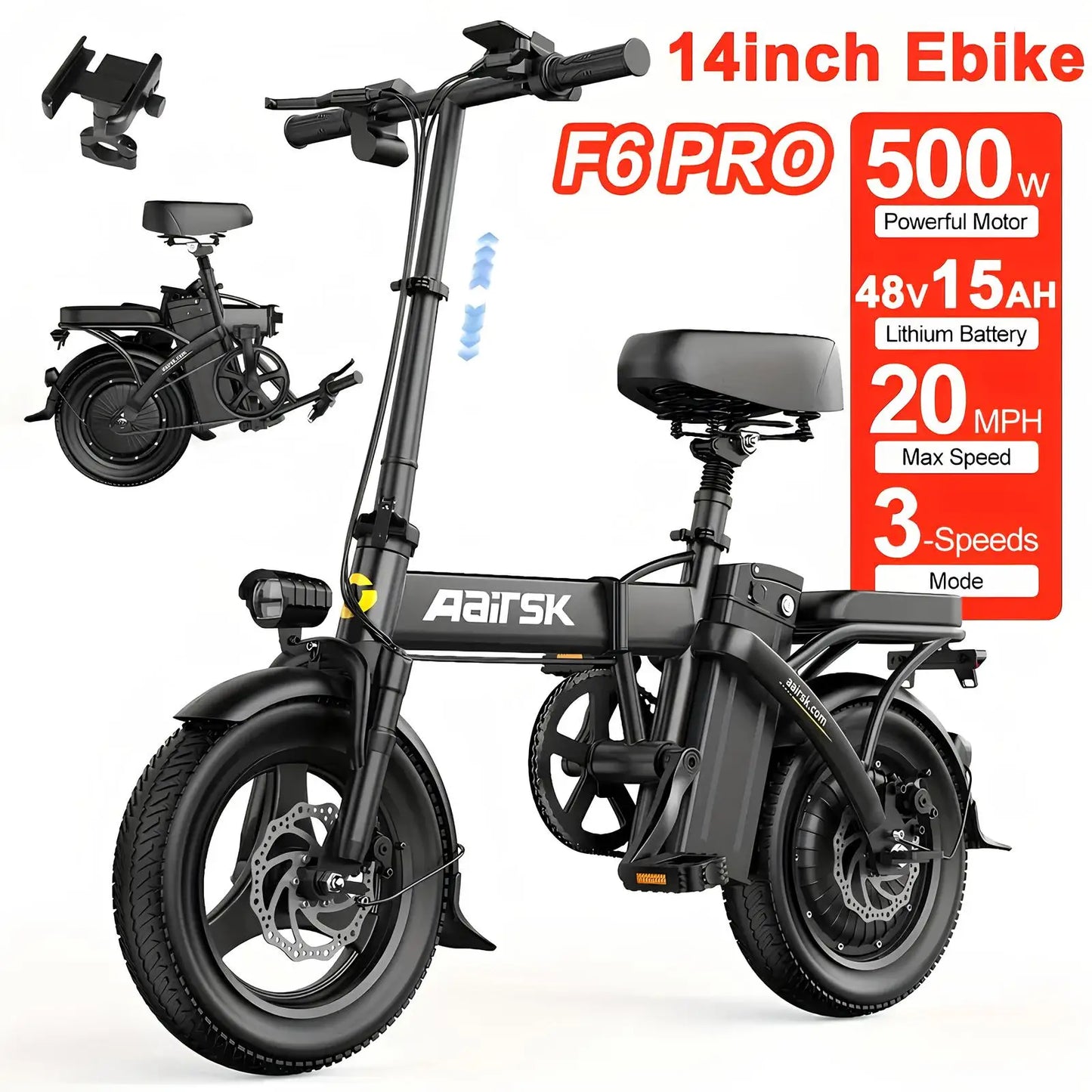 Electric Bike for Adults&Teen,750W Peak 24" Ebike,7-Speed,23Mph Up to 40Miles with Dual Disc Brakes,Commuter E-MTB for Men Women