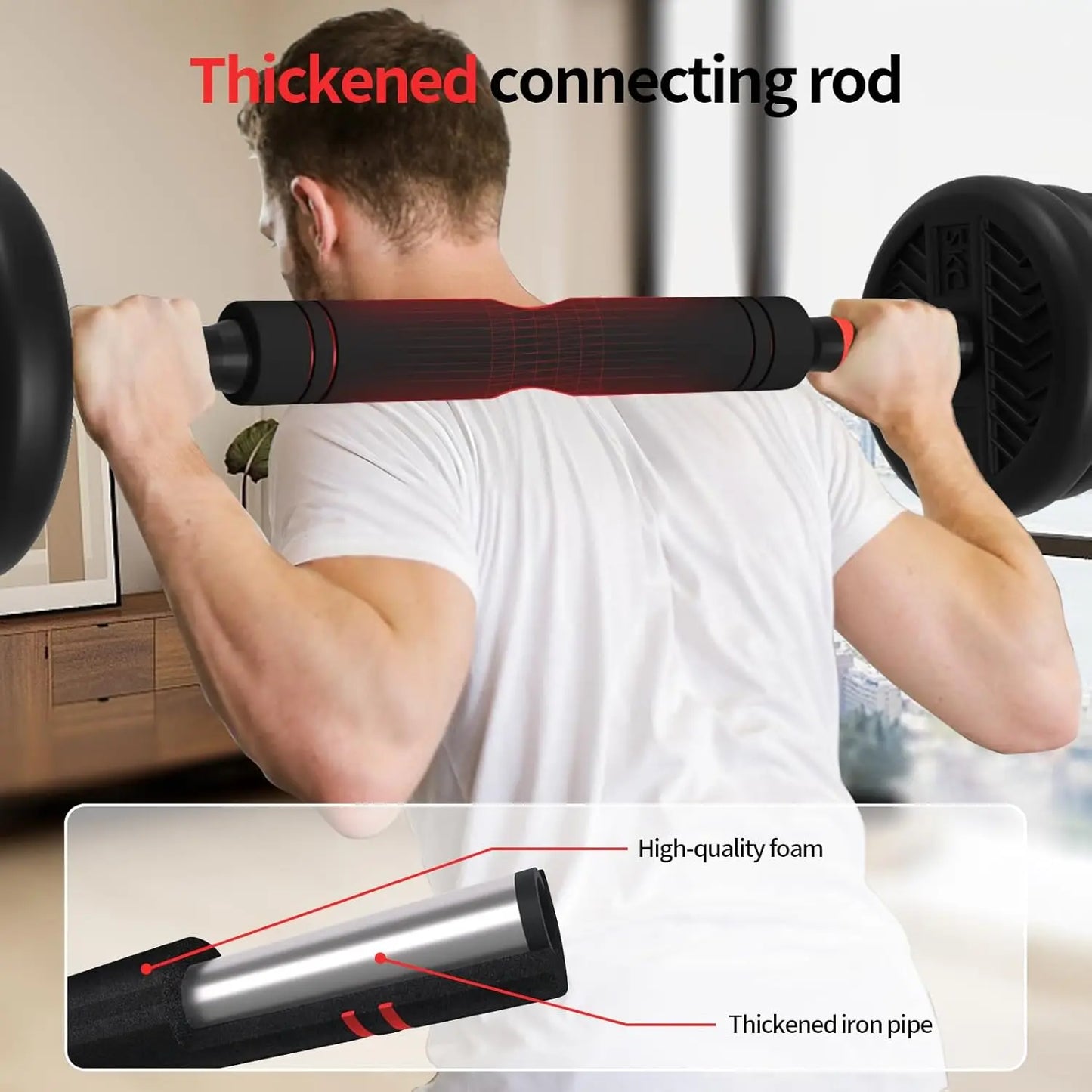 Adjustable Dumbbell Set 20-80lbs, 4-in-1 Free Weights for Home Gym, Barbell/Kettlebell/Push Up Stand for Men & Women