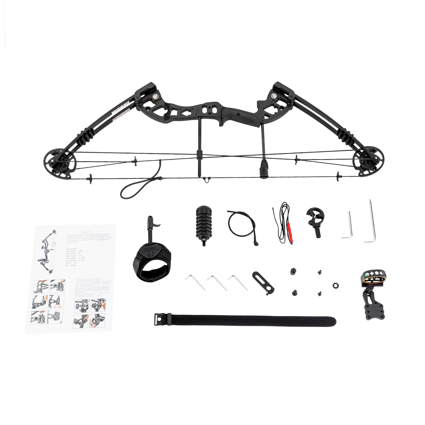 Right Handed Compound Bow Kit Adults and Teens Compound Bow Archery Hunting Equipment with 12 Arrows 30-60lbs Adjustable