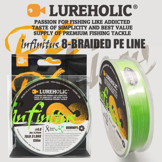 LUREHOLIC 150M Infinitus8 PE Line 8 Braided Lure Fishing Line UHMWPE Fiber From Japan Strong Line