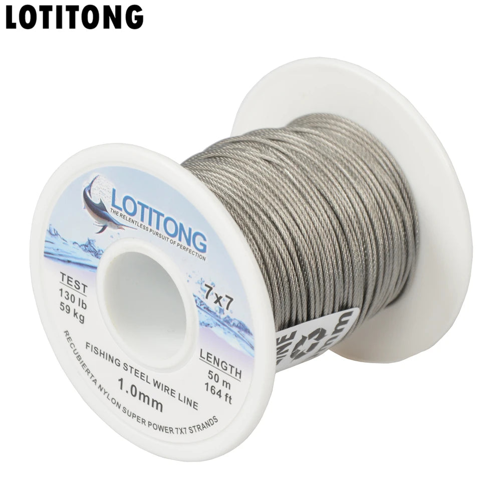 LOTITONG 70lb-368lb fishing steel wire Fishing lines 7x7 49 strands super soft wire lines Cover plastic Waterproof Leader line