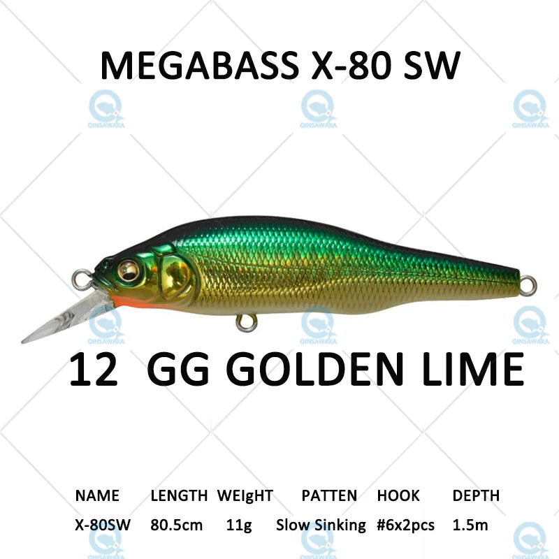 JAPAN Megabass ONETEN X-80 JR X80 Jr 65cm Suspend BASS Fishing Lure Narrow profiled MINNOW Casting Trolling Jerkbait Sea Tackle