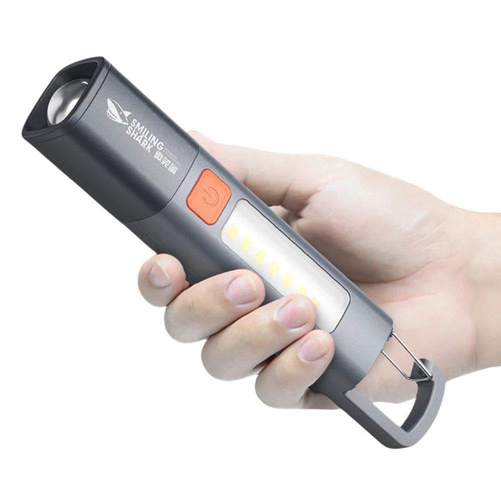 LED Camping Flashlight Telescopic Zoomable Flashlight Type C USB Rechargeable Portable Handheld Light 300LM for Hiking Climbing