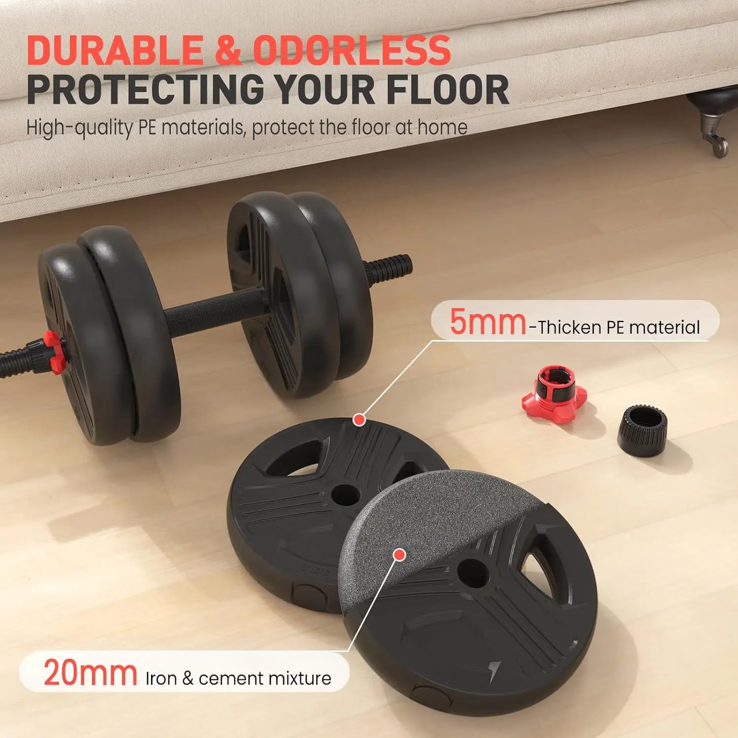 Adjustable Dumbbells Set 20-80lbs Free Weight with Connector, 2/3 in 1 for Barbell Kettlebells Home Gym Fitness Men Women