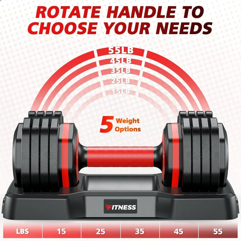Adjustable Dumbbells Set of 2, 1 Hand Adjustable Weights Dumbbells Set, 5 in 1/10 in 1 Free Dumbbell with Anti-Slip, Customized