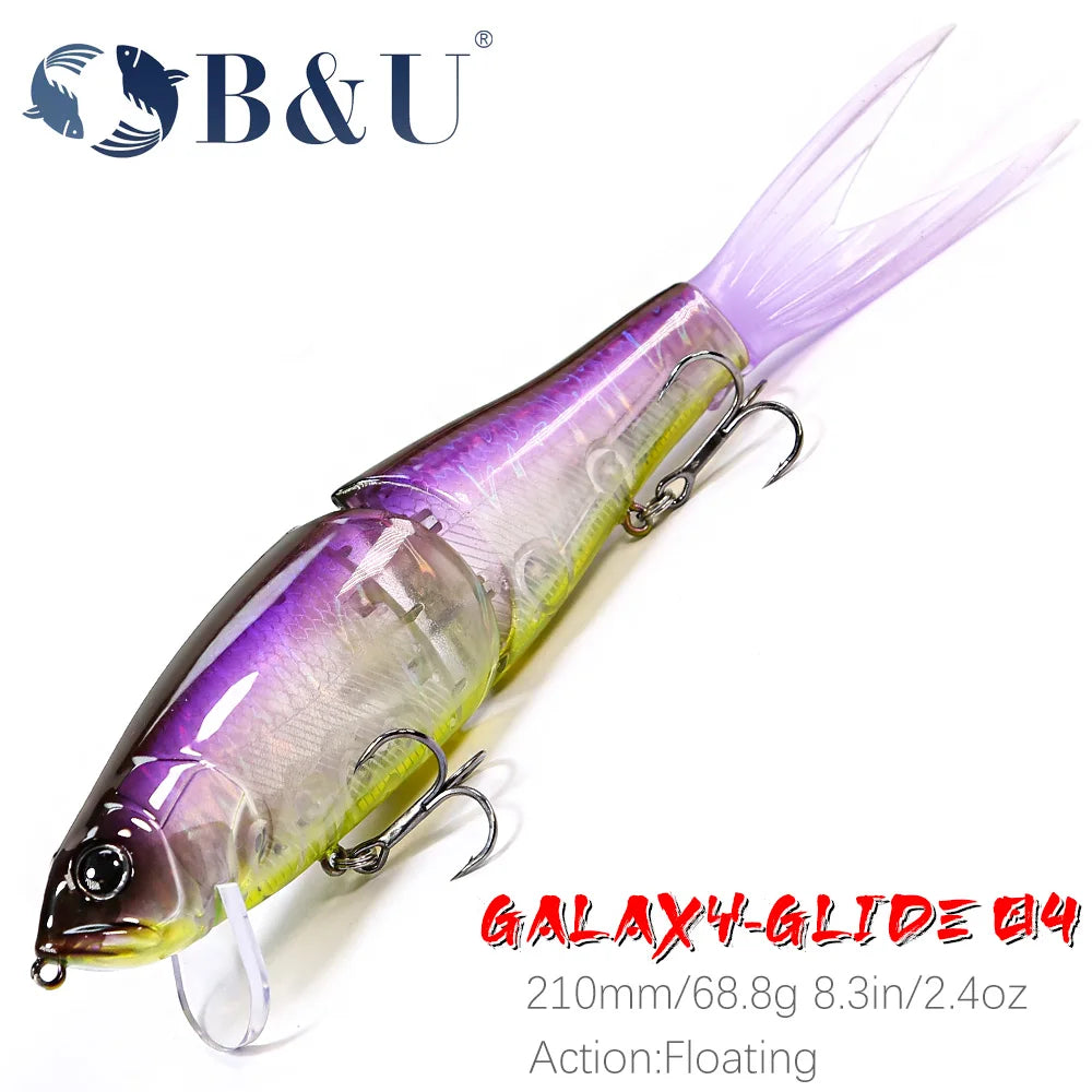 B&U RISER JACK 184mm 2.5OZ Fishing Lures joint body Glide Swimbaits Floating Topwater powerful S-shaped big Hard baits bass