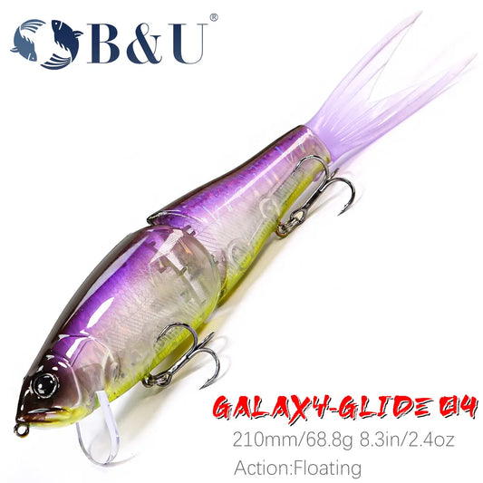 B&U RISER JACK 184mm 2.5OZ Fishing Lures joint body Glide Swimbaits Floating Topwater powerful S-shaped big Hard baits bass