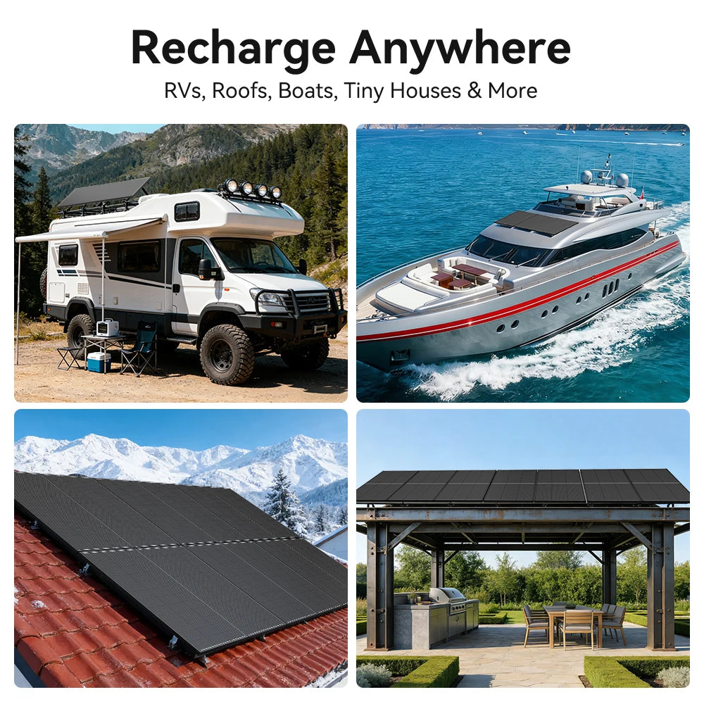 Rvpozwer 12.8V 200W/400W Monocrystalline Solar Panel Module Off Grid PV Power For Vehicles, RV Camper Camping Boat Shed Farm