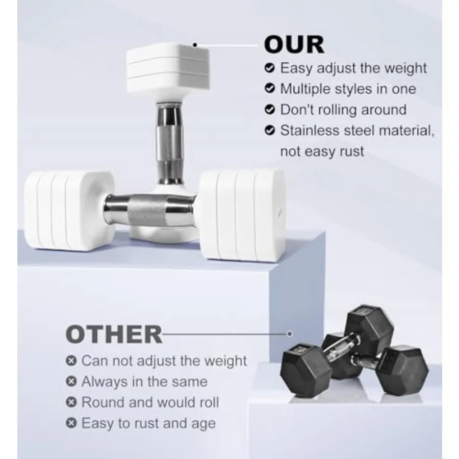 15LB 20LB 30LB 40LB 50LB Adjustable Dumbbell Set Free Weights for Women Men Home Gym Exercise Workout Strength Training Equipme
