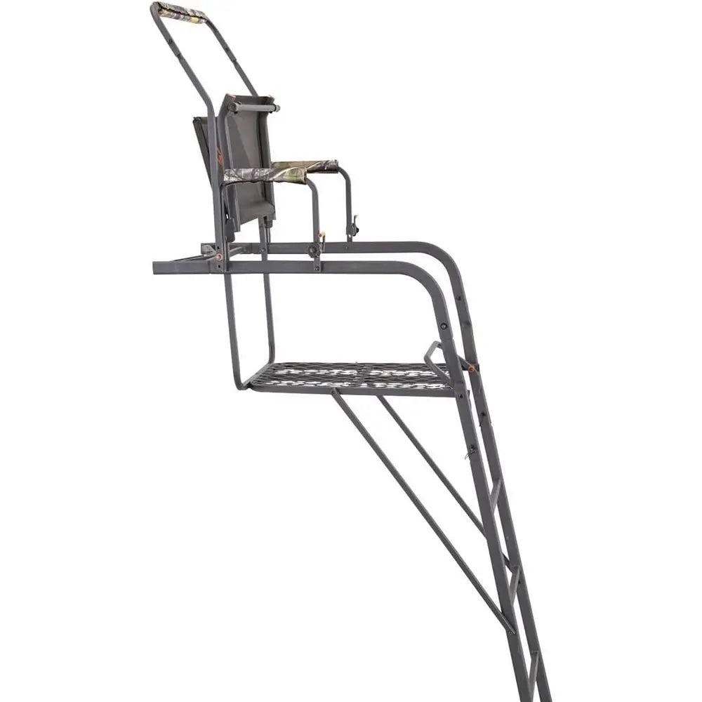 15.5-Foot Climbing Tree Stand with Mesh Seat for Hunting Gear and Accessories