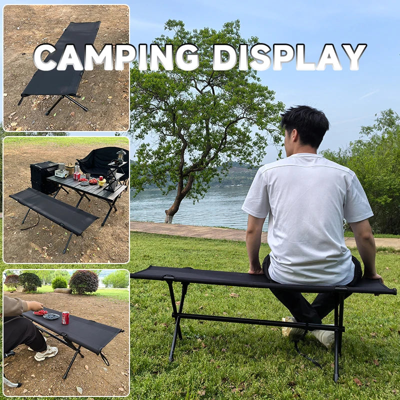Outdoor Camping Double Folding Chair Portable Storage Bench Lightweight Reusable Picnic Seat Easy to Set up And Fold for Travel