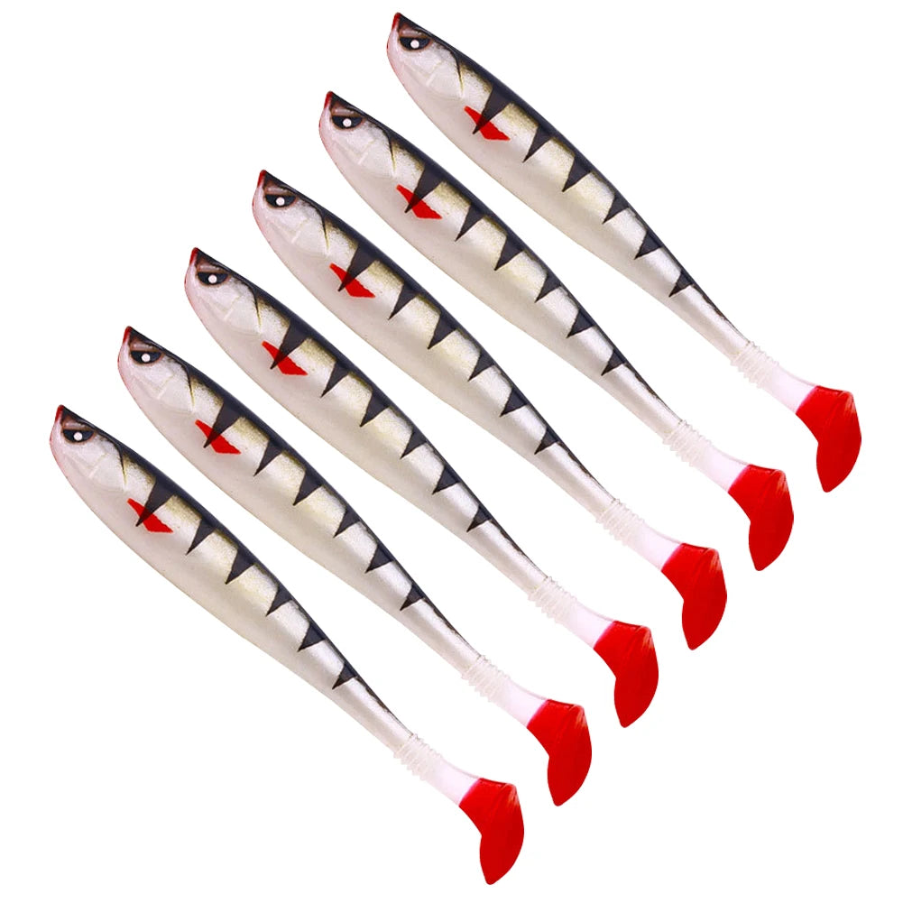 6Pcs Artificial Soft Bait 9cm Fishing Lure Minnow Multifunctional Fishing Bass Carp Lure for Saltwater Freshwater