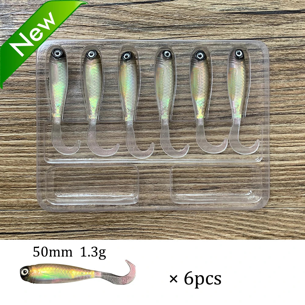 Soft Lures Kit 1.3g 5cm Tail Worm Spinner Jig Hook Crankbait Pesca Gear Tackle 6pcs Bait 10pcs Swimbait Carp Fishing Lure Set