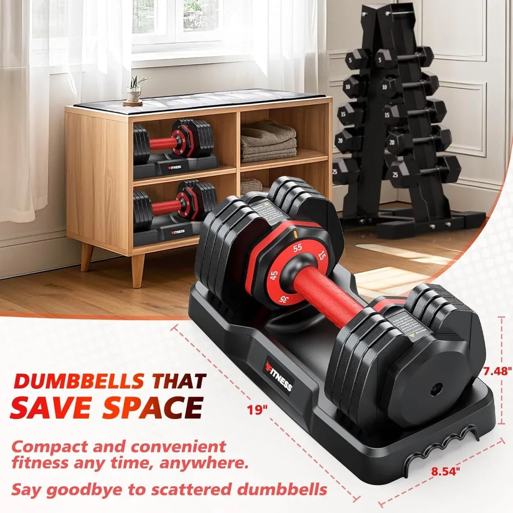 Adjustable Dumbbells Set of 2, 1 Hand Adjustable Weights Dumbbells Set, 5 in 1/10 in 1 Free Dumbbell with Anti-Slip, Customized
