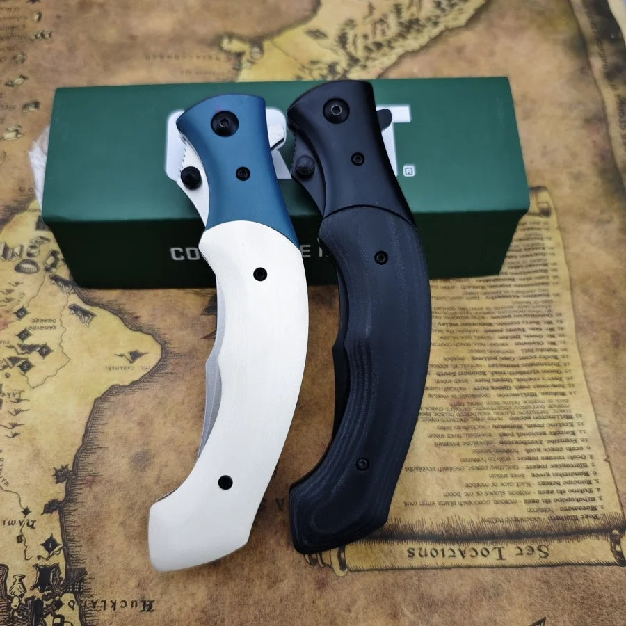Curved-edge Folding Knife CR7471 with 8Cr13Mov Blade. Ebony/resin Handle Outdoor Climbing Adventure and Rescue Knife Man's Gift