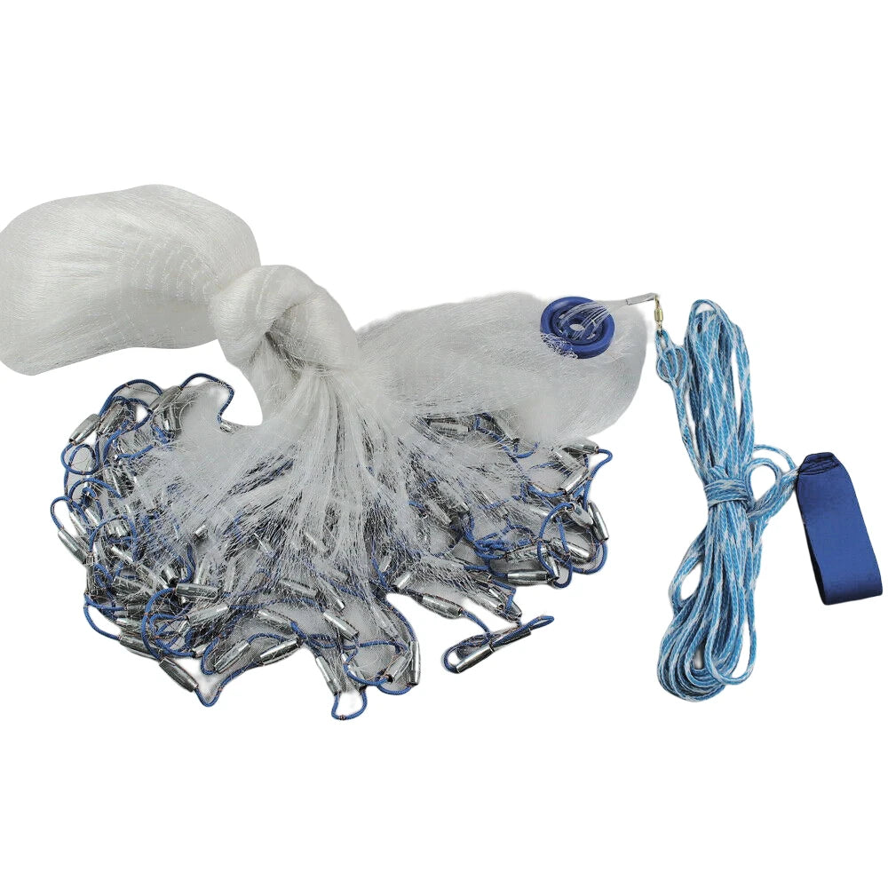 4.2M Diameter Large Fishing Cast Net,14FT Throw Net with Sinkers, Multi-Filament Nylon Hand Net for River Lake Ocean Fishing