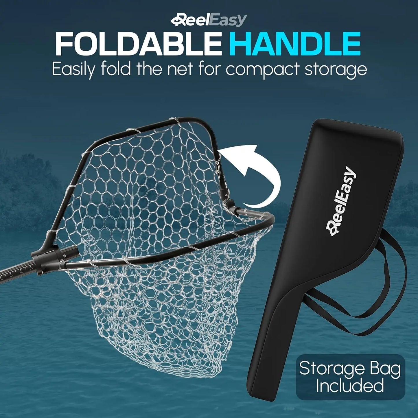 Large Fishing Net with Extendable Handle, Foldable & Lightweight for Freshwater, Saltwater, Beach Fishing