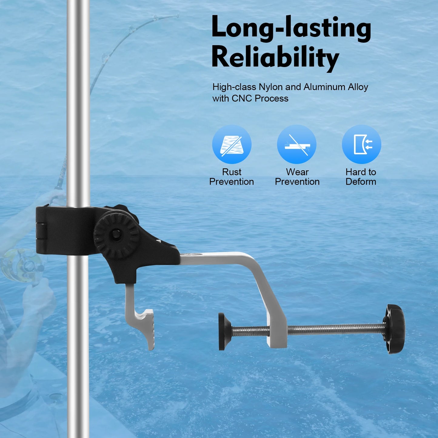 Portable Transducer Mount Universal 360° Adjustable Rotating Fish Finder Mount Transducer Pole Mount for Boat Canoe Kayak