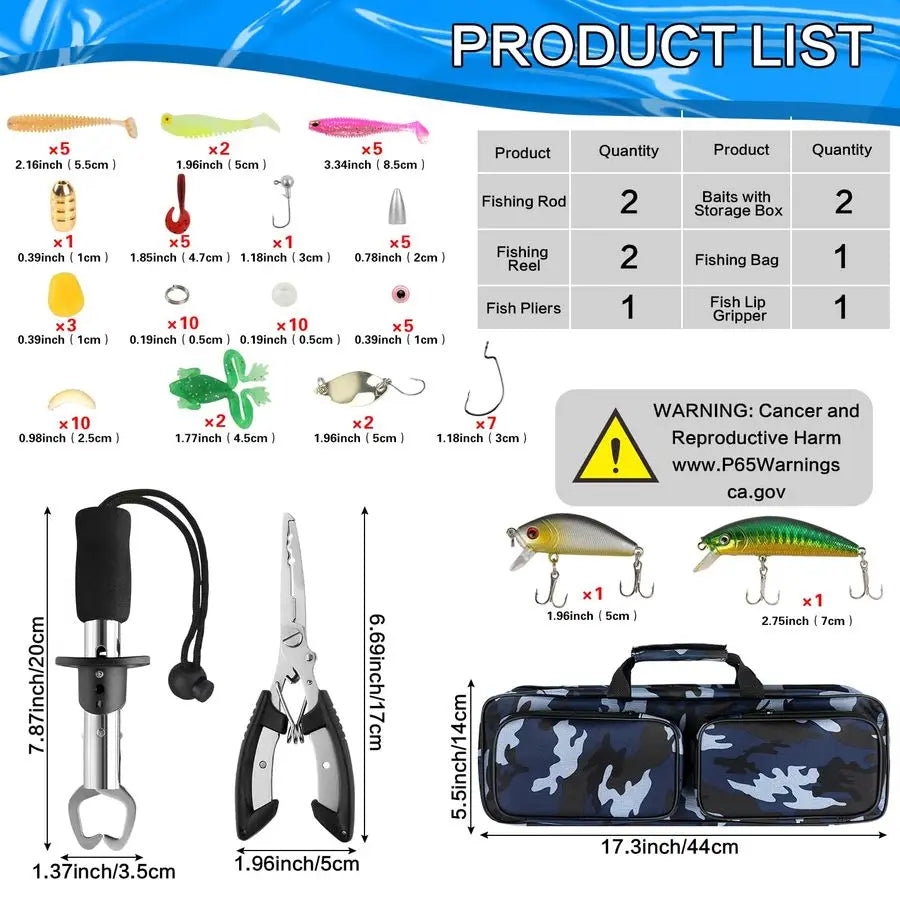 Fishing Pole Combo, 2PCS Portable ParentChild Travel Fishing Kit, 6.89FT 4.92FT Telescopic Fishing Rod Spinning Reel Spincast Re