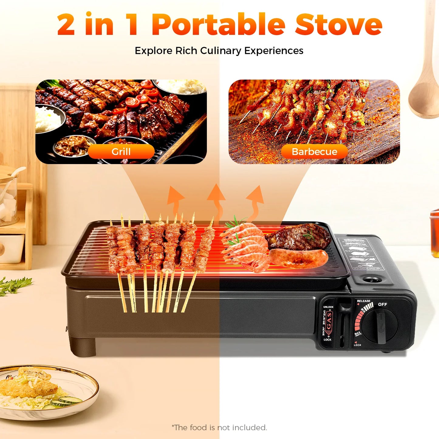 Portable Camping Grill Gas Stove Butane Gas Stove For Camping, Traveling, Trekking  0.25-0.3mpa 41.5*28*11cm
