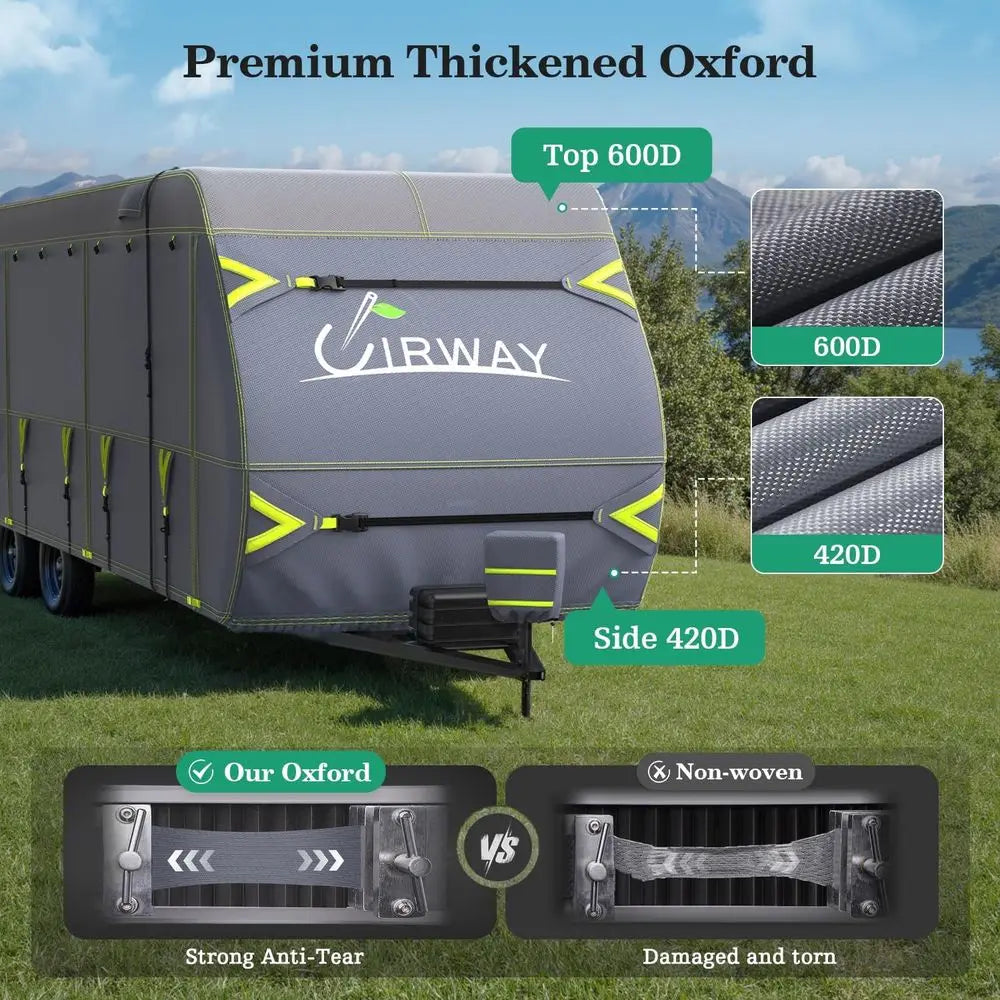 Oxford RV Cover Travel Trailer 27-30ft, Upgraded Waterproof Camper Cover for Toy Hauler, Windproof Rip-Stop Heavy Duty RV Winter