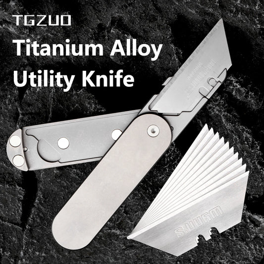Titanium Alloy Folding Knife,Outdoor Utility Knife,Pocket Clip,Box cutter, Magnetic Open,multifunctional tool,sk5 steel Blades