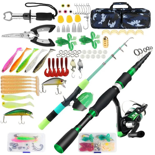 Fishing Pole Combo, 2PCS Portable ParentChild Travel Fishing Kit, 6.89FT 4.92FT Telescopic Fishing Rod Spinning Reel Spincast Re