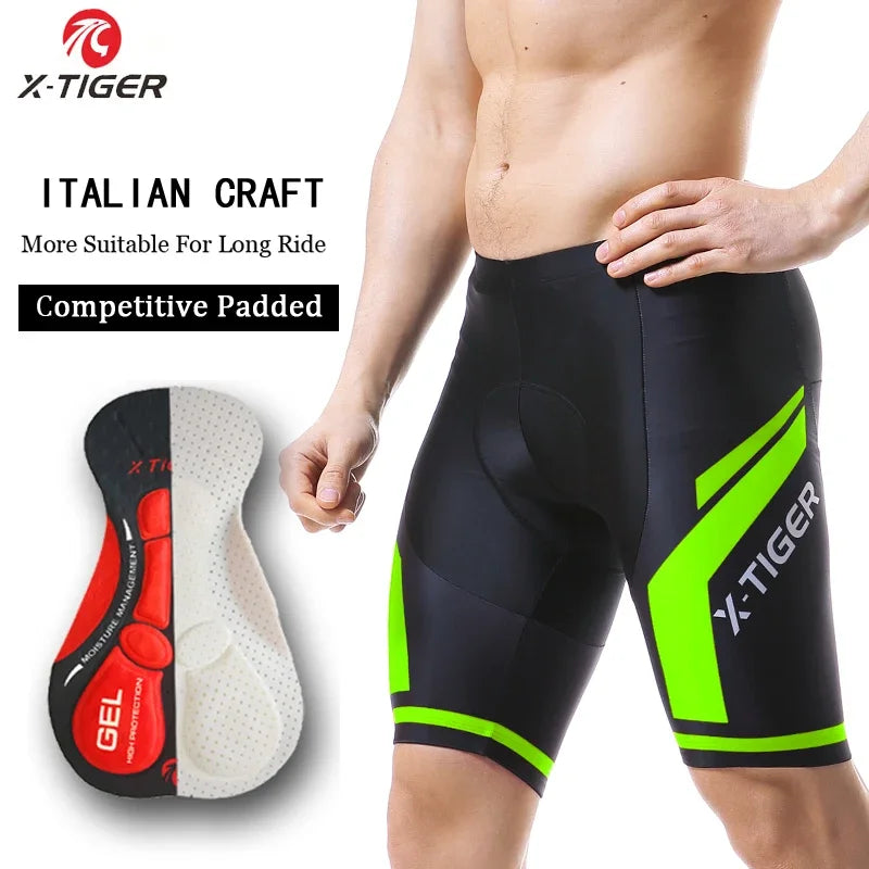 X-TIGER Pro Cycling Bib Shorts Mountain Bike Shorts Summer ShockProof 5D GEL Pad Cushion MTB Bicycle Bib Tights Triathlon