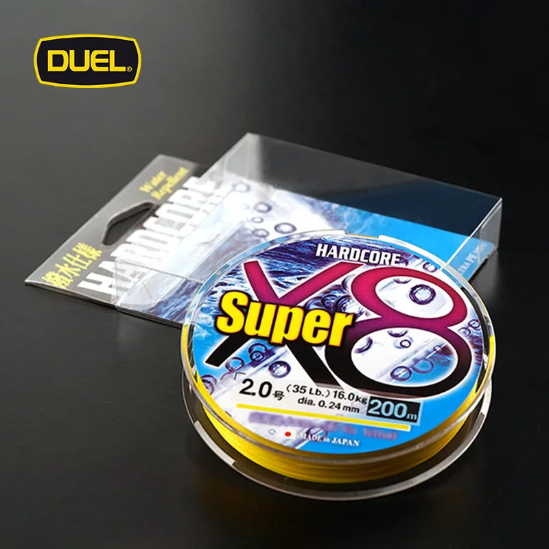 DUEL HARDCORE SUPER X8 PE Braided Line High Strength Low Stretch Wear Resistant for Lure Eging Freshwater Saltwater Fishing Line