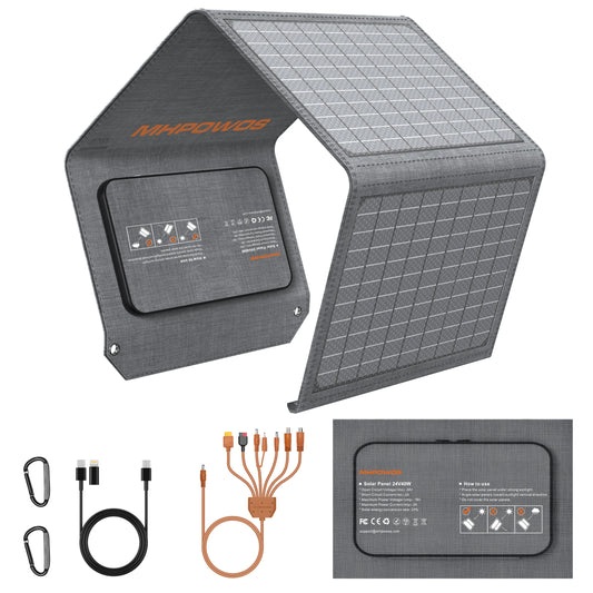 MHPOWOS 120W 80W 40W Portable Solar Panel 23.5% High Efficiency Foldable Solar Charger for Camping, RV, Emergency Power Supply