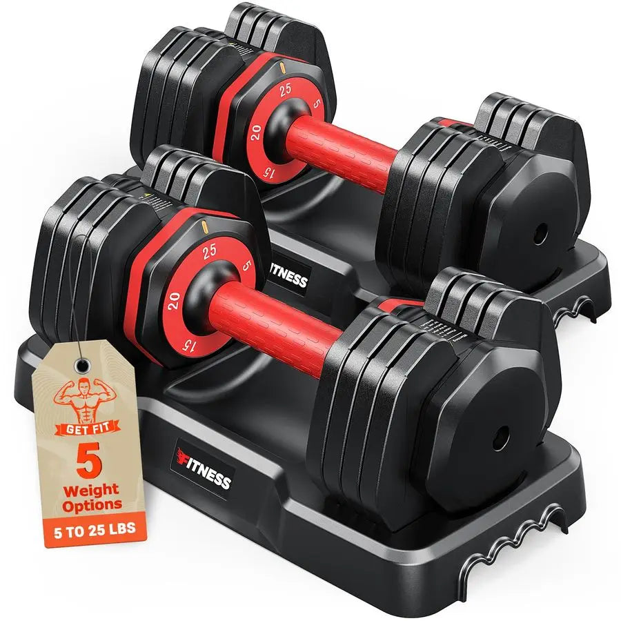 Adjustable Dumbbells Set of 2, 1 Hand Adjustable Weights Dumbbells Set, 5 in 1 10 in 1 Free Dumbbell with AntiSlip  Customizable