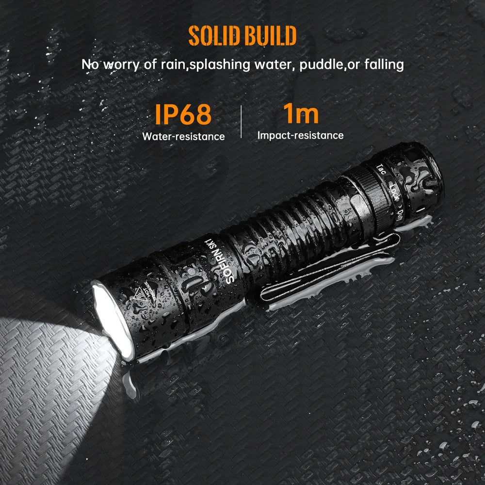 Sofirn SK1 SFT25R LED Tactical Flashlight 18650 Rechargeable 1300LM Powerful Torch With Rotary Switch