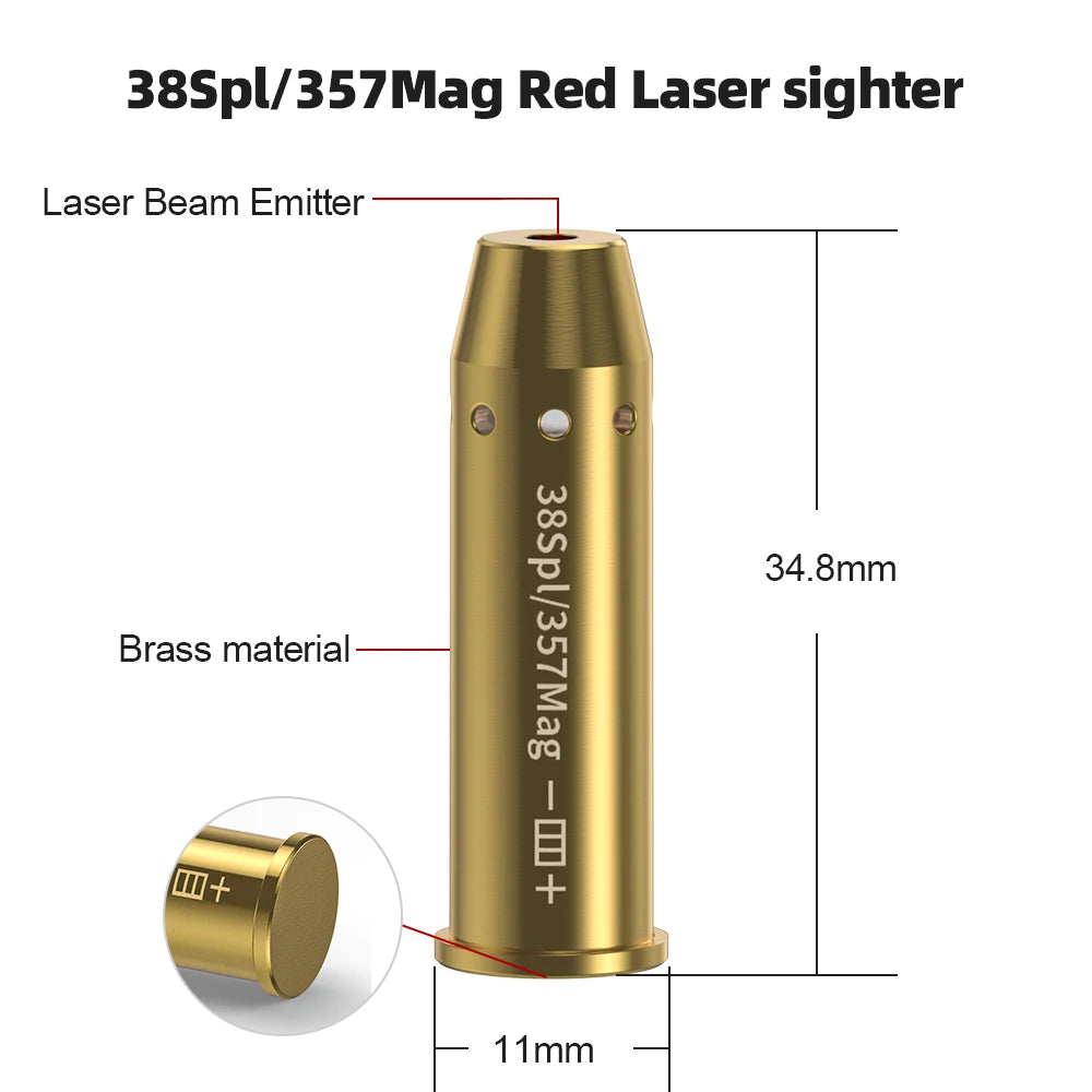 38Spl/357Mag Red Laser Calibration Tool - Hunting Accessories Training Shooting Calibrator.