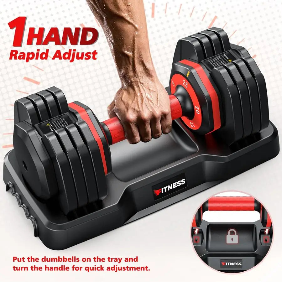 Adjustable Dumbbells Set of 2, 1 Hand Adjustable Weights Dumbbells Set, 5 in 1 10 in 1 Free Dumbbell with AntiSlip  Customizable