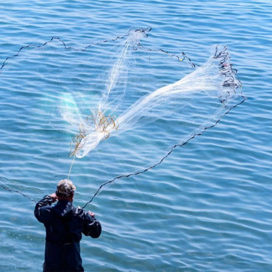 4.2M Diameter Large Fishing Cast Net,14FT Throw Net with Sinkers, Multi-Filament Nylon Hand Net for River Lake Ocean Fishing