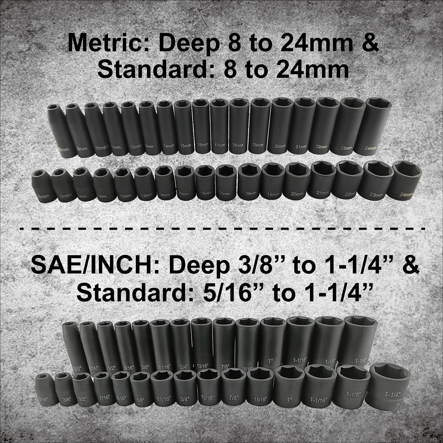 70pcs1/2" Drive Impact Socket Set, Cr-V Steel And Metric Standard/deep Socket with 72-tooth Ratchet Handle, Extension Rod