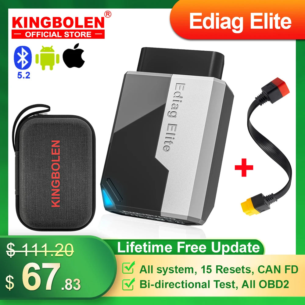 2026 New KINGBOLEN Ediag Elite Lifetime free Car Diagnostic Tools All system 15 Resets Bi-directional CAN FD Auto OBD2 Scanner
