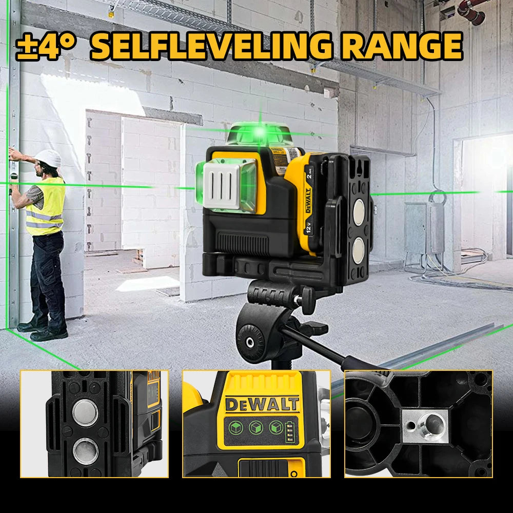 DEWALT Electric Tools DW089LG 12V Li ion Battery Powered Self Levelling Green Beam Laser. 12 Lines in 3x360° Ultimate Precision