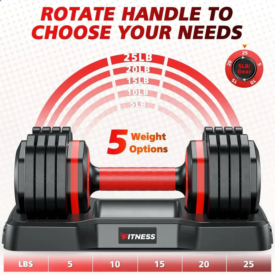 Adjustable Dumbbells Set of 2, 1 Hand Adjustable Weights Dumbbells Set, 5 in 1 10 in 1 Free Dumbbell with AntiSlip  Customizable