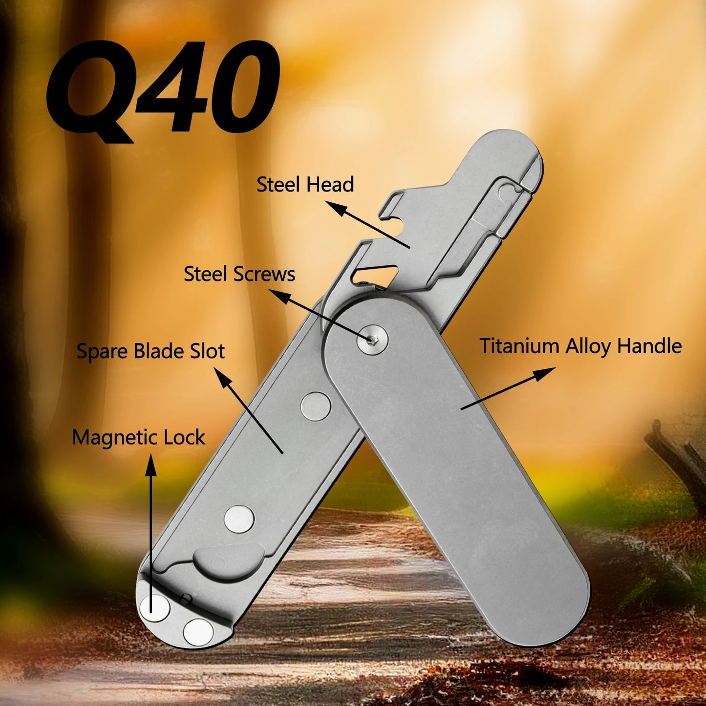 Titanium Alloy Folding Knife,Outdoor Utility Knife,Pocket Clip,Box cutter, Magnetic Open,multifunctional tool,sk5 steel Blades