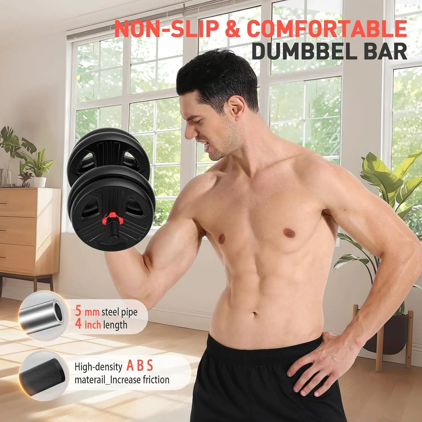 Adjustable Dumbbells Set 20-80lbs Free Weight with Connector, 2/3 in 1 for Barbell Kettlebells Home Gym Fitness Men Women