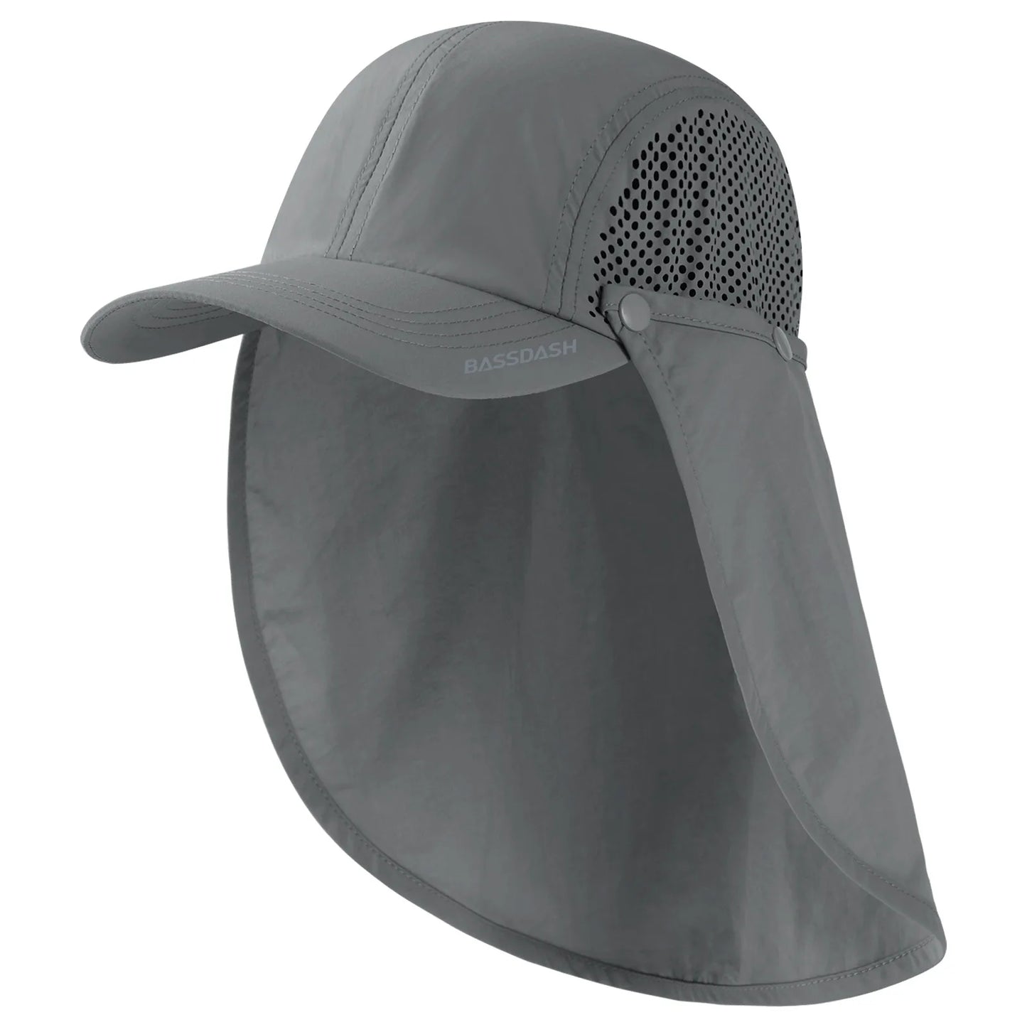 BASSDASH UPF 50+ Foldable Fishing Hat Baseball Cap with Removable Neck Flap Portable for Men Women Golf Hiking