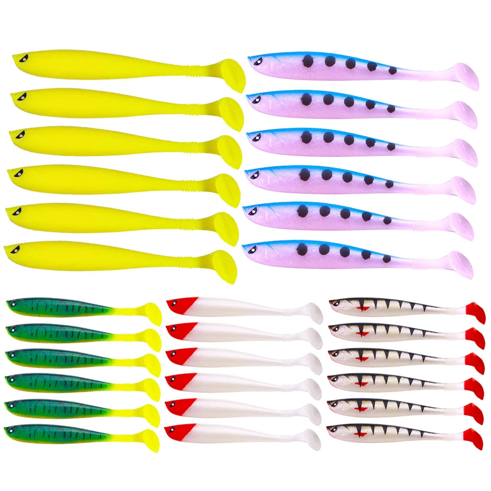 6Pcs Artificial Soft Bait 9cm Fishing Lure Minnow Multifunctional Fishing Bass Carp Lure for Saltwater Freshwater