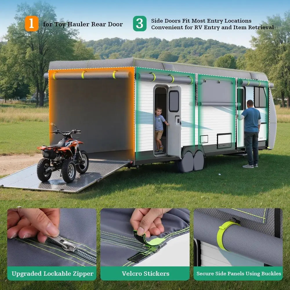 Oxford RV Cover Travel Trailer 27-30ft, Upgraded Waterproof Camper Cover for Toy Hauler, Windproof Rip-Stop Heavy Duty RV Winter