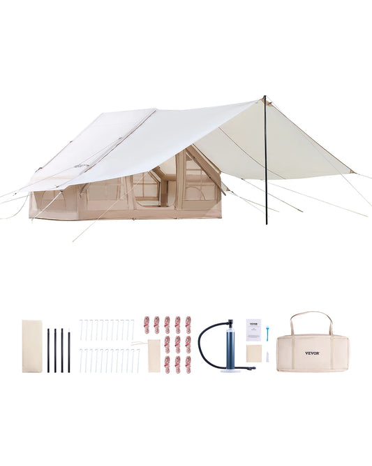 VEVOR Inflatable Tents for Camping 3-5 Person Easy Setup Blow up Tent with Hand Pump 300D Oxford Tent with Doors & Mesh Windows