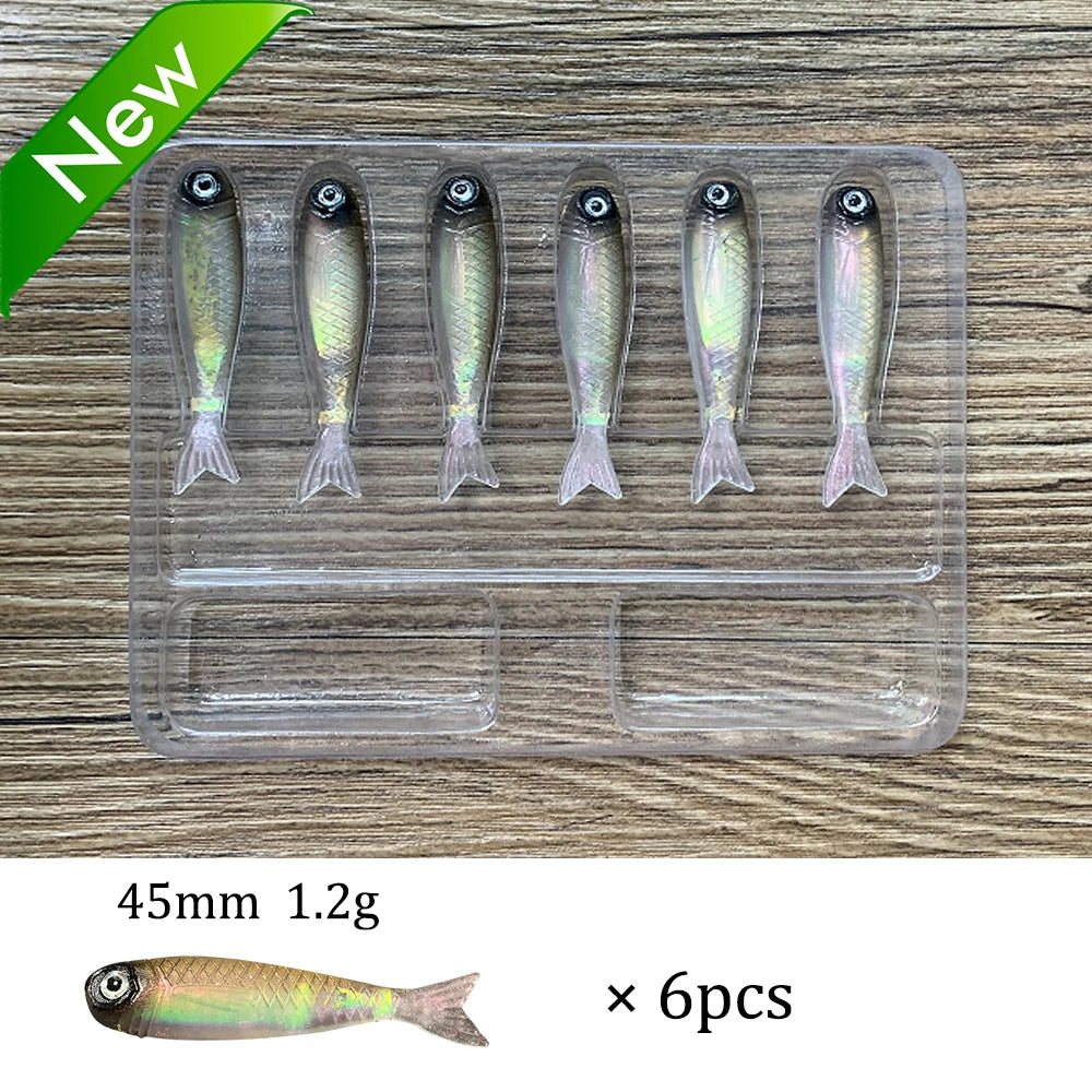Soft Lures Kit 1.3g 5cm Tail Worm Spinner Jig Hook Crankbait Pesca Gear Tackle 6pcs Bait 10pcs Swimbait Carp Fishing Lure Set