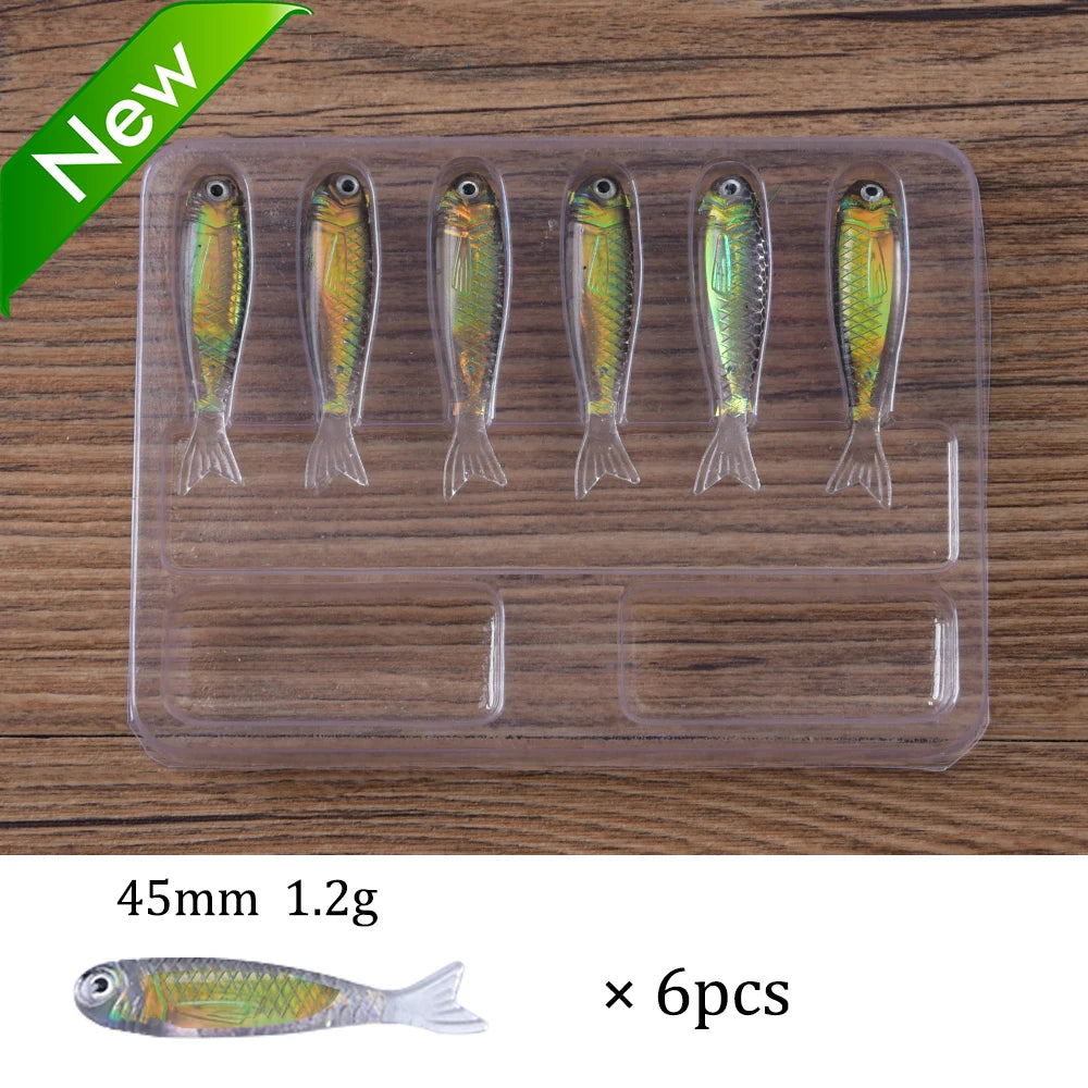 Soft Lures Kit 1.3g 5cm Tail Worm Spinner Jig Hook Crankbait Pesca Gear Tackle 6pcs Bait 10pcs Swimbait Carp Fishing Lure Set